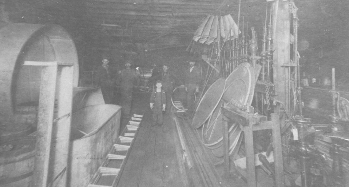 old photo of kregel factory workers