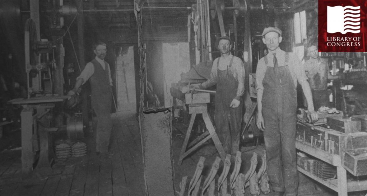 old photo of kregel factory workers