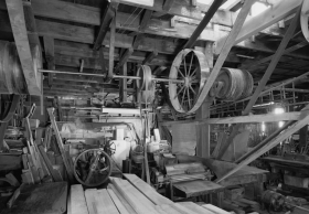 windmill factory interior, belts and pullies